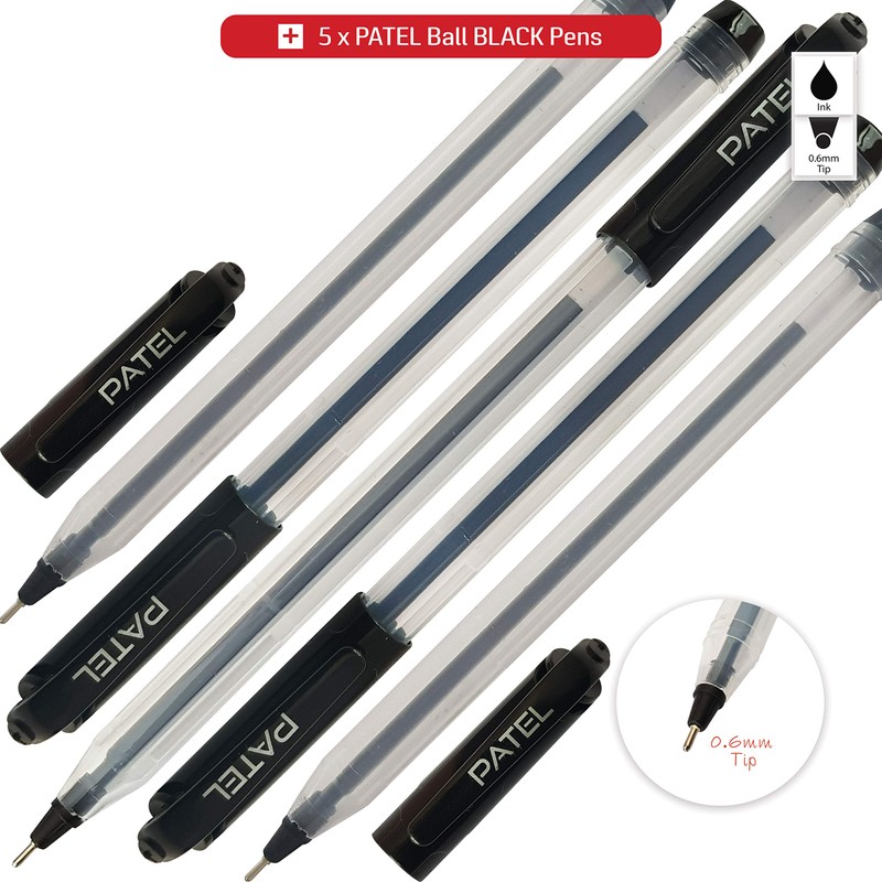 NATARAJ 20 x 0.7mm Point Classic BLACK Ballpoint Pens Fine