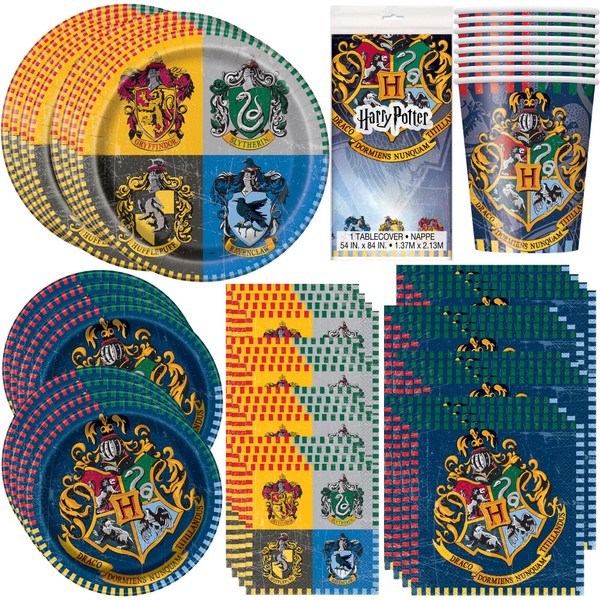 Unique Party Bundle Featuring Harry Potter | Luncheon & Beverage Napkins, Dinner & Dessert Plates, Table Cover, Cups | Great for Fantasy/Wizard/Magic Birthday Themed Parties