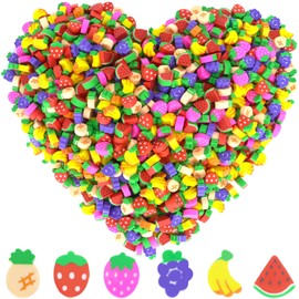 PRALB 1000pcs Mini Cute Erasers, Assorted Fruit Designs Erasers for Homework Rewards, Party Favors, and Art Supplies