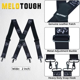 MELOTOUGH Men's Suspender 1.5/2 Inch Wide Suspenders Full Elastic X Back Suspender with Snap Hooks, Classic Car, 2 inch