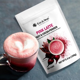 PINK LATTE TE HE DE AMAR | BETABEL Y CACAO | Mezcla de superfoods en polvo para preparar bebidas té y latte. DELICIOSA, INDULGENTE Y SALUDABLE. 150g (38 TAZAS)