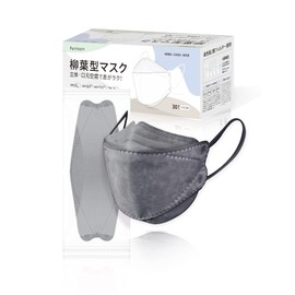 FunHoom KF94 Non-Woven Mask, 30 Pieces, Individually Packaged, 4-Layer Construction, Disposable, Non-Woven Mask, Complexion Color Mask, Anti-Fog, Unisex, 3D Fashion Mask, Gray