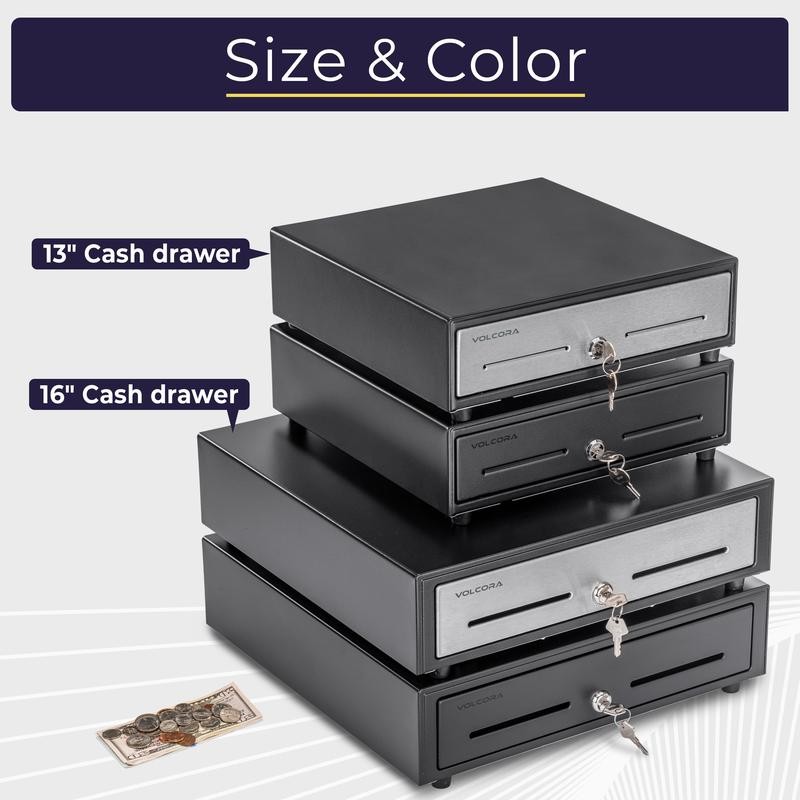 Volcora 16'' Cash Register Drawer w/ 5 Bill 6 Coin