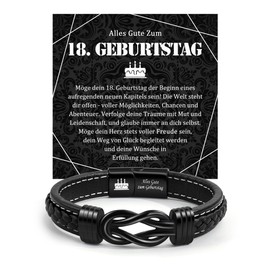 VU100 Birthday Gift for Boys, 11th 12th 13th 14th 15th 16th 17th 18th 21st Birthday Boy Bracelet Gifts for Boys Birthday Gifts for 11-21 Year Old Birthday Boy Son Grandson Brother, Leather, No