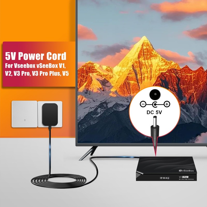 for vSeeBox Power Cord - Compatible with vSeeBox V5 Pro/
