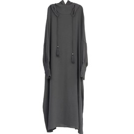 Abaya Muslim Dress Abaya Batwing Sleeve Prayer Clothes Middle East Kaftan Dubai Islamic Dress Solid Casual Loose Fit Arabian Outfit Ramadan Long Dresses (Small (Size 1), Dark Gray), Dark Gray,