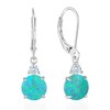 Vesitim Round Opal Earrings Created Opal Jewelry for Women Leverback