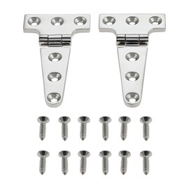 Yetaha 2Pcs Stainless Steel T Hinges, Heavy Duty Tee Hinge, Marine Boat Cupboard Cabinet Shed Door Hinge 100x54x4.8mm, Casting Cabinet Door Hinge with Screws