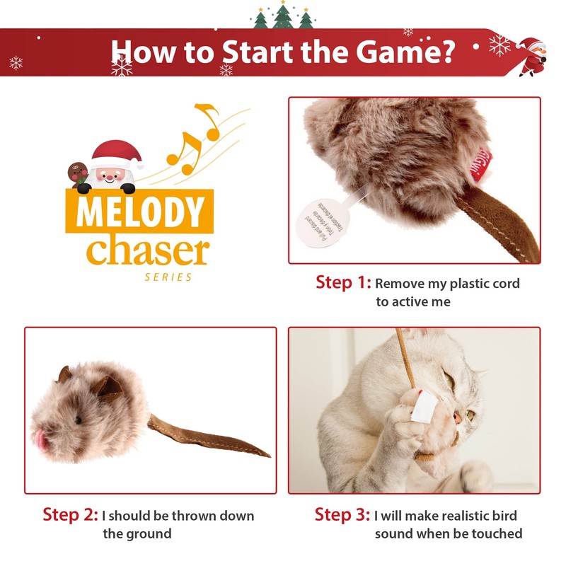 PETGEEK GiGwi Interactive Cat Feather Toy, Melody Chaser Chirpy Mouse