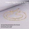 GAVU Double Chains 14K Gold Plated Cross Bracelet for Women,