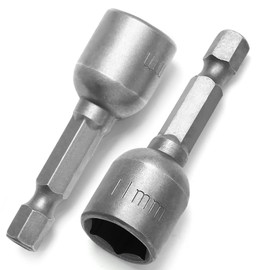 PHITUODA 1/4 Hex Magnetic Nut Driver Drill Bit 11mm Socket Adapter Quick Change Socket Nut Adapter for Power Tools, 2-piece