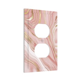Elegant Rose Pink Gold Modern Abstract Marble Art Ombre Girl Woman Texture 1 Gang Duplex Receptacle Wall Plate Jumbo Electrical Outlet Decorative Decorator Light Switch Faceplate Plug Socket Cover