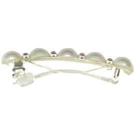 Caravan Traditional Auto Barrette Decorated With Five (5) Pearls And Crystal Rhinestones