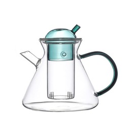 WAIT FLY Vintage Borosilicate Glass Teapot with Removable Infuser, 17 OZ Teapot for Loose Leaf and Blooming Tea, Stovetop and Microwave Safe-Green-Teapot