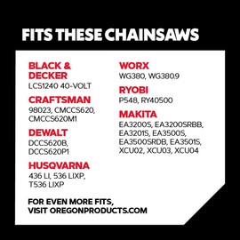 Oregon R45 AdvanceCut Chainsaw Chain for 12-Inch Bar, 45 Drive Links, low-kickback chain fits Dewalt, Craftsman, Makita and more