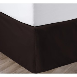 SGI 12 Inch Drop Bed Skirt Queen Size with Platform to Stay in Place Elegant Pleated Design with Split Corners Wrinkle Resistant Fabric for Modern and Stylish Look - Chocolate