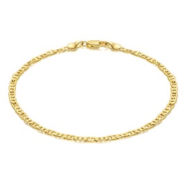 CISSIEPERAL Ankle Bracelets 14K Gold Anklets for Women Waterproof 3.4mm Mariner Chain Anklets for Women Women’s Ankle Bracelet Anchor Chain 9’’ 10’’ 11’’(Length 10 Inches)