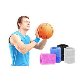 Kagogo 3 Inch Cotton Sports Wristband/Sweatband for Basketball Tennis and Other Sports, Price/Pair (White)