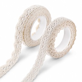2Rolls 0.6" Wide 2 Yards Self-Adhesive Lace Tape Ribbon, Vintage Cotton
