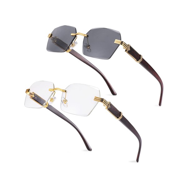 Pro Acme Rimless Rectangle Sunglasses for Men Women Square Shade