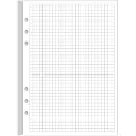 A5 Grid Refill Paper, 6-Hole Graph Paper, 100Sheets / 200Pages Loose-Leaf Grid Paper, 100gsm White Paper, 5.8" x 8.3 "