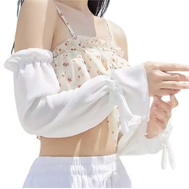 YQWIN Women's Chiffon Arm Cover, UV Protection Gloves, Pleat, UV Protection, Stylish, Long, Fingerless, Arm Sleeve, Arm Warmer, Comfortable to the Touch, Breathable, Plain, Arm Cover, Sun Protection,