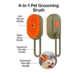 4-in-1 Pet Grooming Brush with Water Spray for Dogs & Cats – Bathing, Brushing, Cleaning & Massaging – Soft Silicone Bristles, One-Button Water Control, Non-Slip Handle, All Fur Types