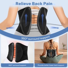 Waist Trainer Belt for Women: Adjustable Lightweight Ergonomic Waist Trimmers with Zipper Lumbar Support with Pulley System for Lower Back Support Training Workouts (Medium) Black