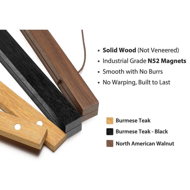 HONKKI Magnetic Poster Frame Hanger, Natural Teak, Poster Hanger for