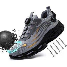 Men's safety shoes protection and elastic safety boots fashionable casual shoes breathable odor protection men's work shoesColor: Black, EUR Size: 41