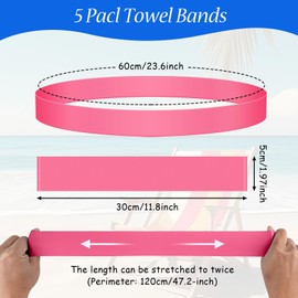 rookea 5 Pack Beach Towel Bands Beach Towel Clips for Cruise Chairs, Pool Chairs Towel Strap Towel Holder Cruise Ship Essentials Elastic Towel Band Beach Accessories for Women Men