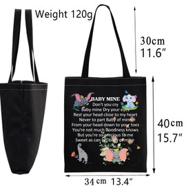 BNQL Dumbos Elephant Gifts Tote Bag Baby Mine Dumbos Gifts Inspired Flying Elephant Gifts for Elephant Lover Canvas Tote Bag (Dumbos Elephant tote bag)