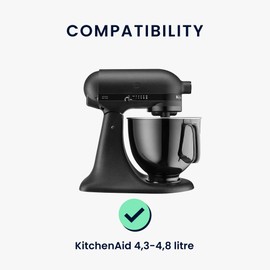 kwmobile Cover Compatible with KitchenAid 4,3-4,8 Litre - TPU Plastic Case w/ 3 Pockets for Accessories - Transparent/Black