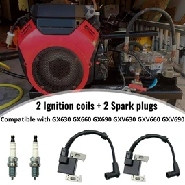 2pcs Ignition Coil GX630 GX660 GX690 replace 30500-Z6L-043 With 2pcs Spark Plugs for Honda GXV630 GXV660 GXV690 replace 30500-Z6L-033 30500-Z6L-003 30500-Z6L-013 30500-Z6L-023