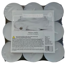 CRWP Wickford & Co Clean Linen Tealights 18-Pack with crwp Card.