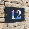 Badgemaster Modern Anthracite House Number Sign Plaque Stainless Steel Standoffs 20cm x 13cm Purple and Blue Colourful Gradient