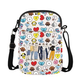 AKTAP K-POP Music Zipper Crossbody Bag Korean Group Army Merchandise Bag South Korea Star Team Gift For Army Fans (CB, KP Team Mini-PY1)