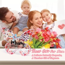 Gifts for Mum - Butterfly-shaped Acrylic Plaque, Best Mum Gifts, Unique Mothers Day Birthday, Best Mum Gifts from Daughter Son, Mummy Gifts - To My Beautiful Mum (A)