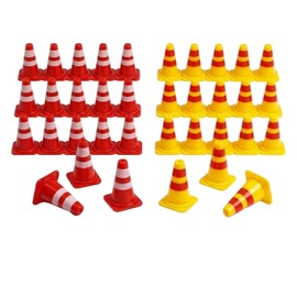 30pcs Mini Traffic Cones – Small Traffic Cones Plastic Mini Orange Cones for Micro Landscape Sand Table, Diorama, Model Road Signs, Caution Cones for Mini Construction Scenes