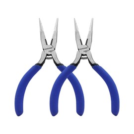 Mini Needle Nose Pliers 5"-2 Pack KAIHAOWIN Small Long Nose Pliers with Wire Cutters, Spring Loaded Thin Needle Nose Pliers, Precision Pliers Set for Crafts/Jewelry Making/Tiny Project