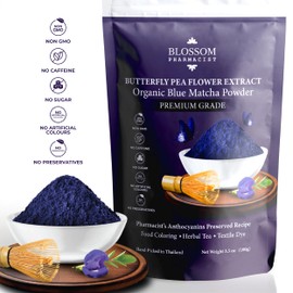 Premium Organic Butterfly Pea Flower Intense Extract - Blue Matcha Powder | Non-GMO, No Sugar, No Artificial Colors, Preservatives | Pharmacist-Developed Recipe | Hand-Picked in Thailand | Free Wooden Spoon Included