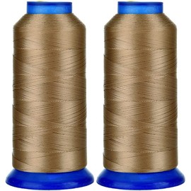 Selric [3000 Yards / 30 Colors Available] Pack of 2 UV resistant High Strength Polyester Thread #69 T70 Size 210D/3 for Upholstery, Outdoor Market, Drapery, Beading, Purses, Leather (Khaki)