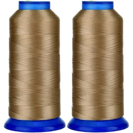 Selric [3000 Yards / 30 Colors Available] Pack of 2 UV resistant High Strength Polyester Thread #69 T70 Size 210D/3 for Upholstery, Outdoor Market, Drapery, Beading, Purses, Leather (Khaki)