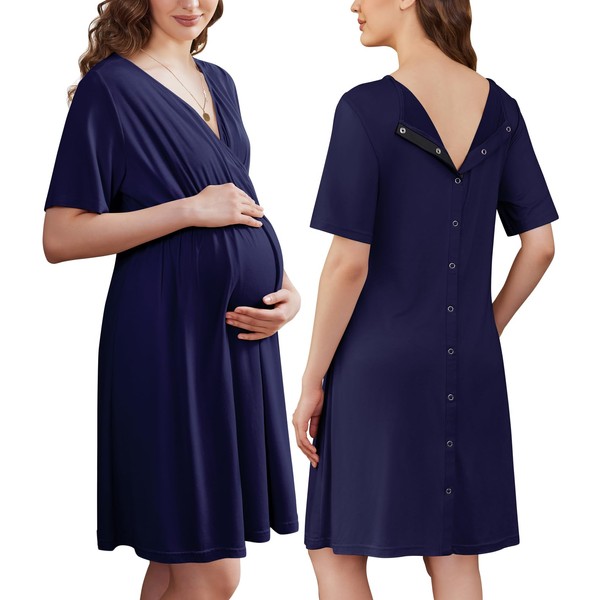 Ekouaer Labor and Delivery Gown for Hospital Short Sleeve Maternity