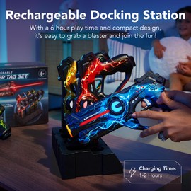 Best Choice Products Set of 4 Laser Tag Blasters, Rechargeable Infrared Lazer Tag Set & Docking Station, No Vests Needed - Red/Yellow/Blue/Green