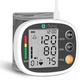 Ziqing Wrist Blood Pressure Monitor Auto Digital BP Machine Cuff Adjustable for Home .