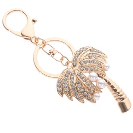 Holibanna Rhinestone Palm Tree Keychain Bling Keychains Crystal Coconut Palm Tree Keychain Bling Bag Charm Key Ring Tropical Party Favor Gifts Backpack Charm, 12.00X5.00X1.50CM, Golden