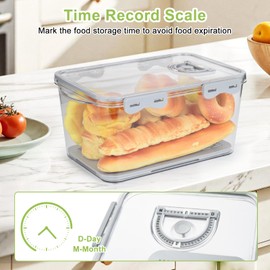 OTraki Bread Storage Container 2 Pcs Bread Boxs for Kitchen Counter Bread Saver Container Airtight Homemade Bread Loaf Storage Time Recording for Fresh Bread, Toast and Cookies, Grey