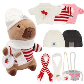 Capybara Plush Toy 10 Piece Set, 30 cm Capybara Cuddly Toy, Cute Capybara Plushies, Children's Plush Doll Toy with Clothes and Accessories, Stuffed Animal Home Decoration for the Living Room