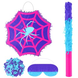 Arrowbash Purple Spider Piñata for Birthday Decoration Small Piñata for Spider Favors Birthday Gifts with Blindfold Stick and Confetti for Adult Celebration